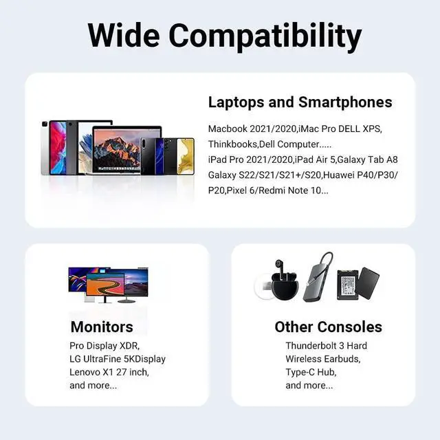 Alt view image 7 of 7 - WRIARICH USB 4 Cable - Thunderbolt 4 Cable M/M Compatible with Thunderbolt 3/4 Cable 240W 40Gpbs USB Fast PD Cable E-Mark 40Gbps 8K@60Hz for MacBook Apple Studio Display and More (4 Feet)