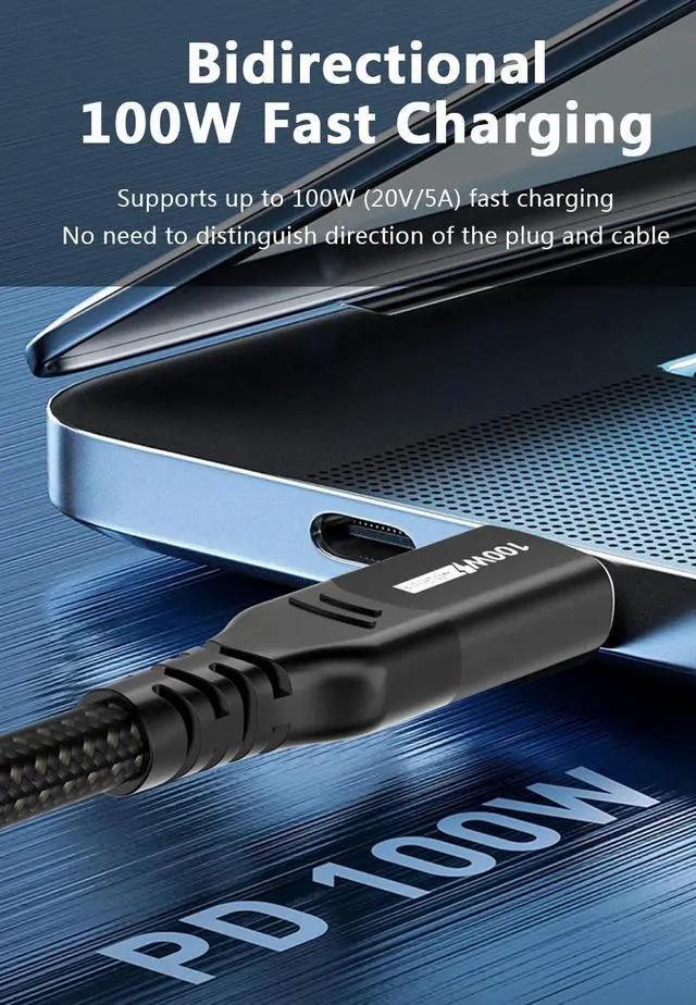 Alt view image 5 of 7 - WRIARICH 100W USB4 Cable, USB C to USB C Cable Fast Charging Compatible Thunderbolt 4/3 Cable, Support 8K/5K@60Hz & 40Gbps Data Transfer for MacBook Pro/Air Samsung S22 eGPU Docking GaN Charger 6.6FT