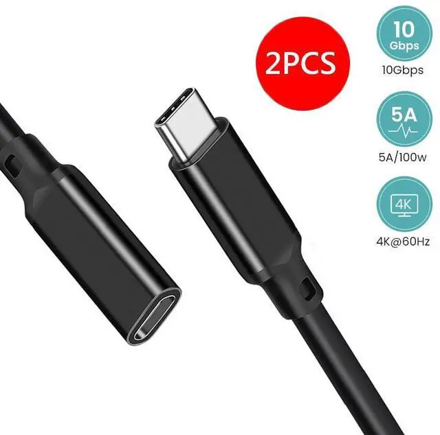 Main image of USB C Extension Cable, Type-C Male to Female Extender Cord, 4K Video USB 3.1 Gen 2 100W Charging 10Gbps/USB 3.2 Transfer for Laptop Tablet Nintendo Switch, Tablet and Mobile Phone (10FT, 2PACK)