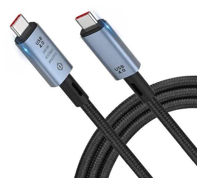 Main image of WRIARICH Thunderbolt 4 / USB 4 Cable 4 Ft, 40Gbp Thunderbolt Cable with 240W Charging, 8K 60Hz Display/Dual 4K, Compatible with Thunderbolt 3/4, USB-C Thunderbolt 4 Cable for MacBook, Hub, Docking