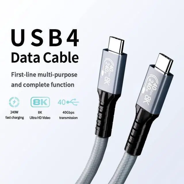 Alt view image 2 of 7 - Thunderbolt 4 Cable 5 ft, Supports 8K Display/40Gbps Data Transfer/240W Charging USB C to USB C Cable, for iPhone 15Pro/15ProMax, MacBooks, iPad Pro, Hub, Docking (Intel Thunderbolt Certified)