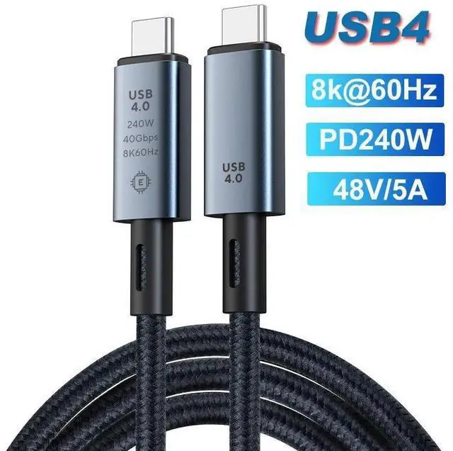 Main image of WRIARICH USB 4.0 240W Fast Charging 40Gbps Data Type-C Cable - Thunderbolt 3/4 Compatible, 8K@60Hz Video, Durable Sleeved Jacket - for All USB-C Devices, Hub, eGPU, Gaming PC (4ft/1.5m)
