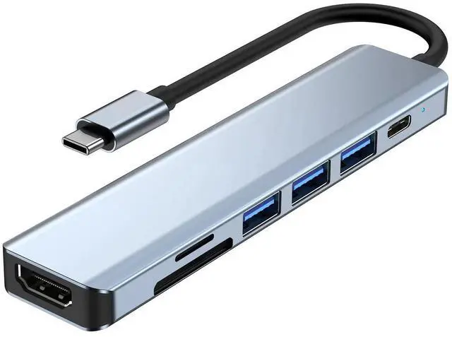 Main image of WRIARICH USB C Hub, 7 in 1 USB C to HDMI Multiport Adapter, 4K HDMI, Power Delivery 100 W, 2 USB A 2.0 Port, 1 USB 3.0, SD/TF Card Reader, USB C Dongle for MacBook Pro/Air, Laptop and USB C Devices