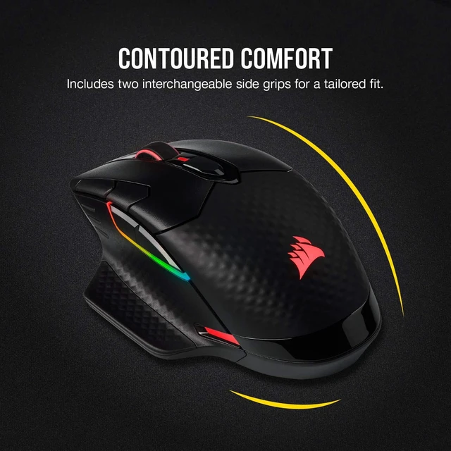 Alt view image 6 of 7 - Dark CORE RGB PRO SE Wireless FPS/MOBA Gaming Mouse with Qi Charging 18,000 DPI 8 Programmable Buttons Sub-1ms Wireless iCUE Compatible PC, Mac, PS5, PS4, Xbox Black