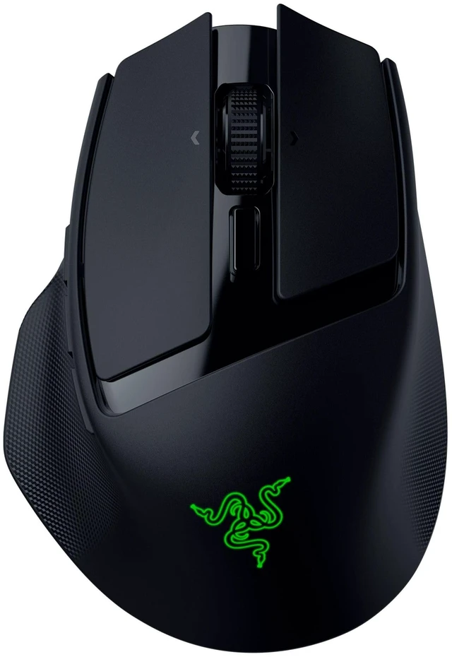 Main image of Basilisk Mobile Portable Ergonomic Wireless Gaming Mouse, Black 10 Programmable Controls, HyperScroll, Optical Switches Gen-3, Long Battery Life, AI Prompt, 2.4 GHz, Bluetooth, USB C