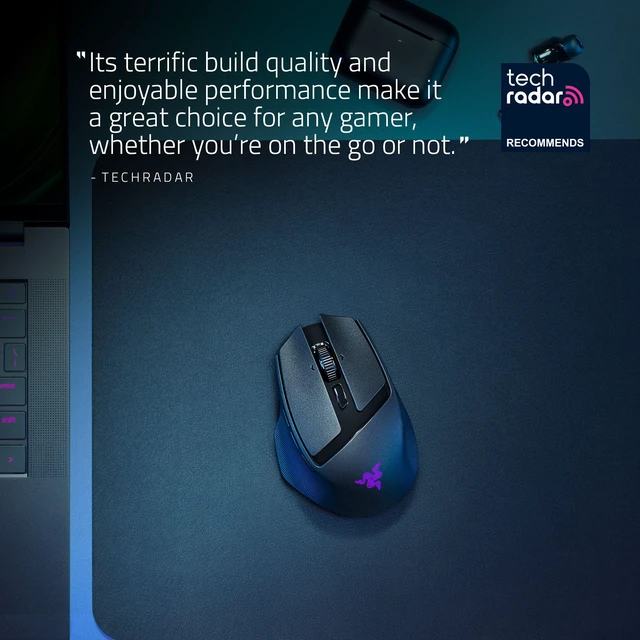 Alt view image 3 of 7 - Basilisk Mobile Portable Ergonomic Wireless Gaming Mouse, Black 10 Programmable Controls, HyperScroll, Optical Switches Gen-3, Long Battery Life, AI Prompt, 2.4 GHz, Bluetooth, USB C