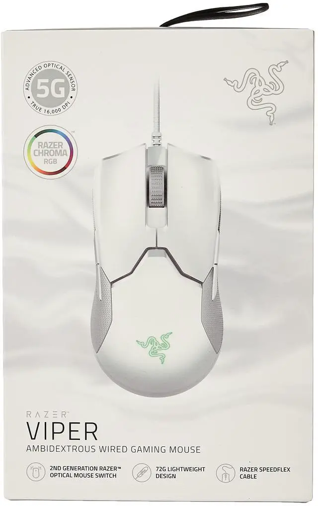 Alt view image 4 of 5 - Viper Ultralight Ambidextrous Wired Gaming Mouse: 2nd Generation Optical Mouse Switches 5G Optical Sensor - 71g Lightweight Design - Speedflex Cable - Mercury White