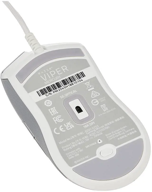 Alt view image 3 of 5 - Viper Ultralight Ambidextrous Wired Gaming Mouse: 2nd Generation Optical Mouse Switches 5G Optical Sensor - 71g Lightweight Design - Speedflex Cable - Mercury White