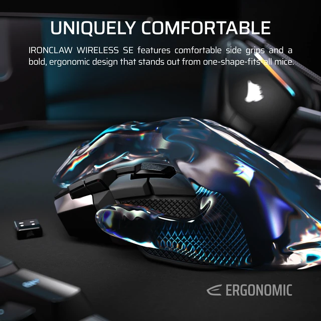 Alt view image 3 of 7 - IRONCLAW Wireless SE Gaming Mouse Black | 26,000 DPI, Ergonomic Design for Larger Hands, 10 Programmable Buttons, for MOBA, FPS, MMO