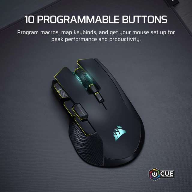 Alt view image 4 of 7 - IRONCLAW Wireless SE Gaming Mouse Black | 26,000 DPI, Ergonomic Design for Larger Hands, 10 Programmable Buttons, for MOBA, FPS, MMO