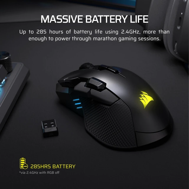 Alt view image 7 of 7 - IRONCLAW Wireless SE Gaming Mouse Black | 26,000 DPI, Ergonomic Design for Larger Hands, 10 Programmable Buttons, for MOBA, FPS, MMO
