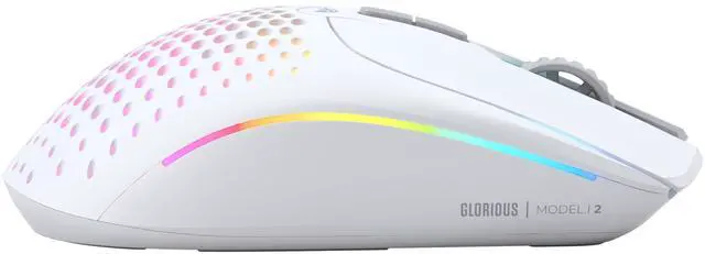 Alt view image 5 of 7 - Gaming Model I 2 Wireless Gaming Mouse - Hybrid 2.4Ghz & Bluetooth, 75g Superlight, 9 Buttons (2 Swappable), RGB, PTFE Feet, MMO/MOBA/FPS, Long Battery Life, Side Thumb Rest - White