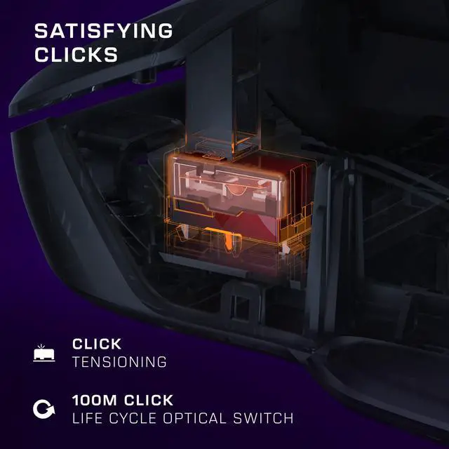 Alt view image 5 of 7 - Kone II Air Wireless RGB Gaming Mouse, 350-Hr Rechargeable Battery, 26000 DPI Optical Sensor, 100M Click Optical Switches, 21 Customizable Inputs, Ergonomic, 4D Scroll Wheel Ash Black