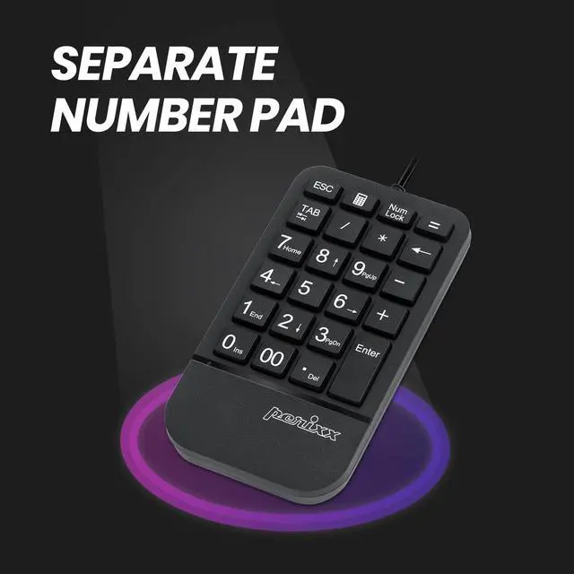Alt view image 4 of 7 - PERIDUO-606A, 3-in-1 Wireless Compact Ergonomic Keyboard with Vertical Mouse and Numeric Keypad - Adjustable Palm Rest - Tilt Wheel - Membrane Low Profile Keys - US English
