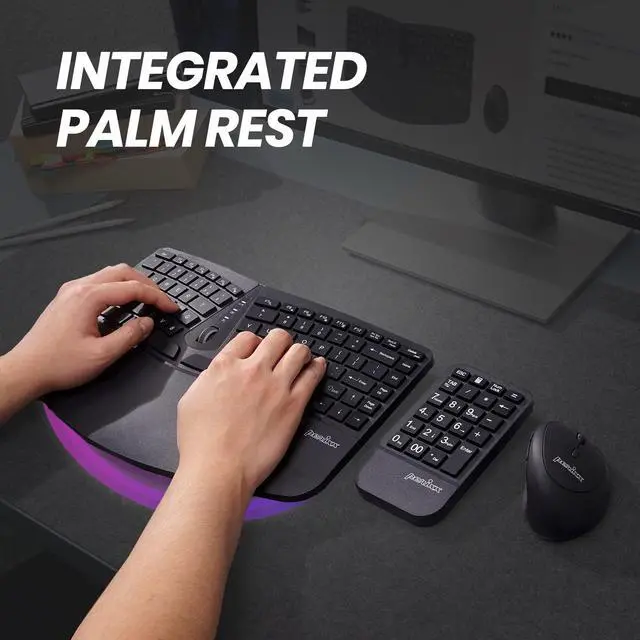 Alt view image 5 of 7 - PERIDUO-606A, 3-in-1 Wireless Compact Ergonomic Keyboard with Vertical Mouse and Numeric Keypad - Adjustable Palm Rest - Tilt Wheel - Membrane Low Profile Keys - US English