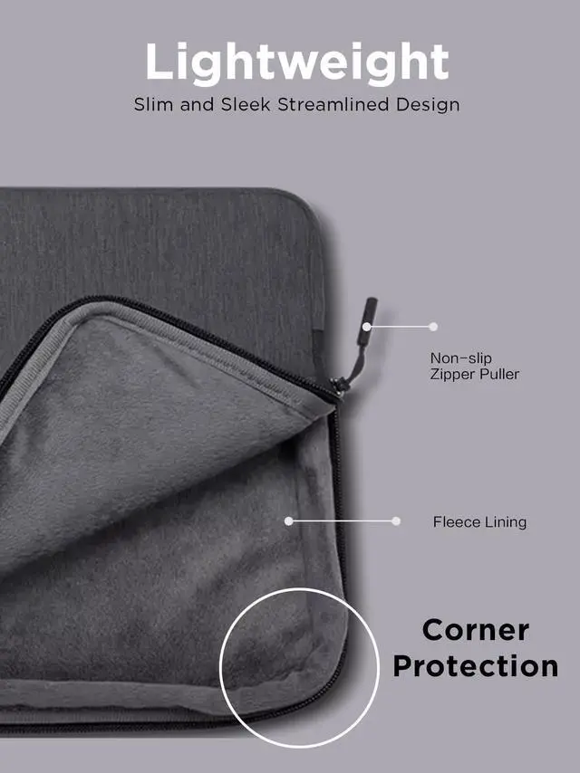 Alt view image 3 of 7 - Urban Laptop Sleeve 14 Inch for Laptop/ Notebook/Tablet Compatible with MacBook Air/Pro Water Resistant - Charcoal Grey