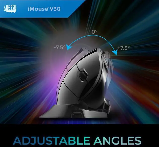 Alt view image 3 of 7 - iMouse V30 Wireless Adjustable Vertical Ergonomic Mouse with Customizable Angles and DPI Switch - Reduces Wrist Strain, 2.4GHz USB Receiver, Made in Taiwan, TAA-Compliant