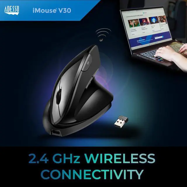 Alt view image 7 of 7 - iMouse V30 Wireless Adjustable Vertical Ergonomic Mouse with Customizable Angles and DPI Switch - Reduces Wrist Strain, 2.4GHz USB Receiver, Made in Taiwan, TAA-Compliant