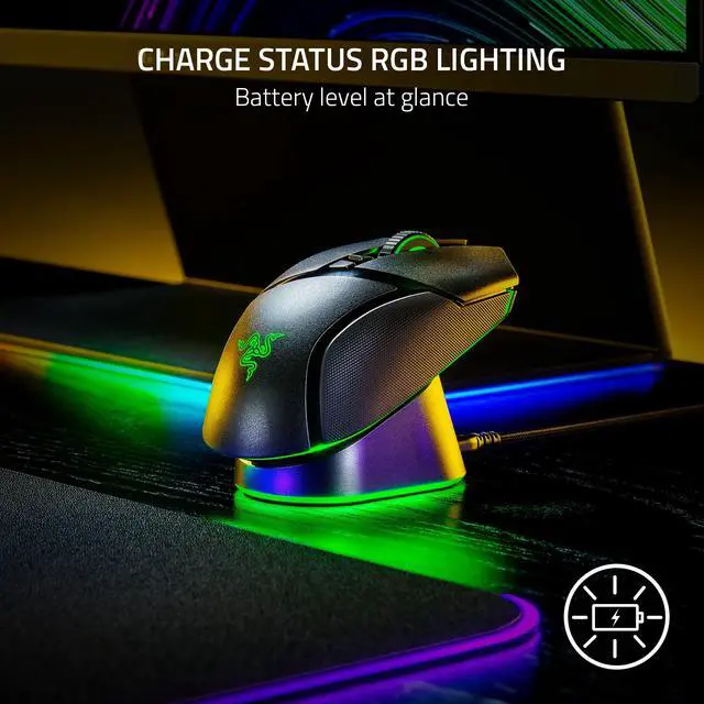 Alt view image 5 of 7 - Mouse Dock Pro with Wireless Charging Puck: Magnetic Wireless Charging - Integrated HyperPolling 8K Hz Transceiver - Anti-Slip Base - Chroma RGB Lighting - Classic Black