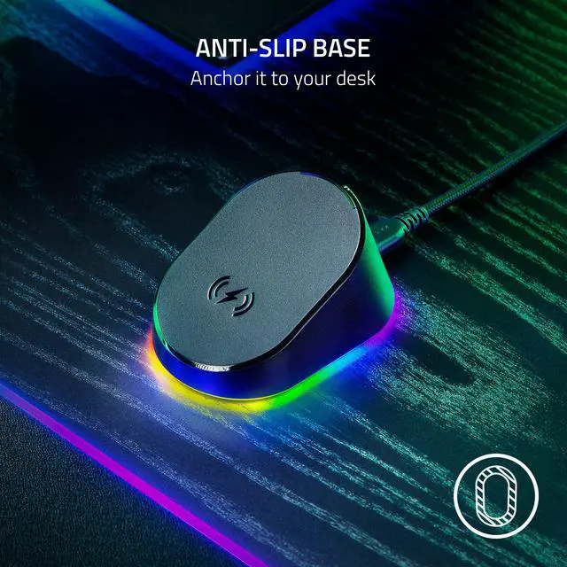 Alt view image 6 of 7 - Mouse Dock Pro with Wireless Charging Puck: Magnetic Wireless Charging - Integrated HyperPolling 8K Hz Transceiver - Anti-Slip Base - Chroma RGB Lighting - Classic Black