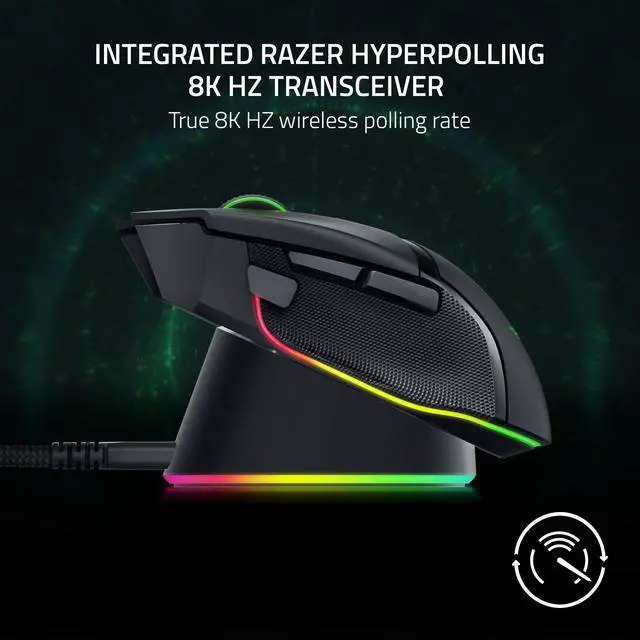 Alt view image 3 of 7 - Mouse Dock Pro with Wireless Charging Puck: Magnetic Wireless Charging - Integrated HyperPolling 8K Hz Transceiver - Anti-Slip Base - Chroma RGB Lighting - Classic Black
