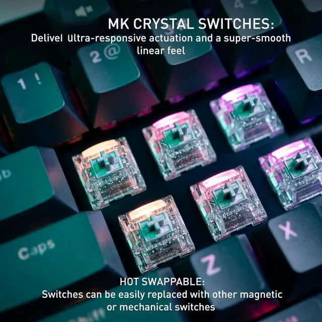 Alt view image 2 of 7 - TKL RGB Magnetic Gaming Keyboard with TMR Technology, Hot Swappable Design, 8000Hz Polling Rate, Wireless & Wired Connectivity, Black