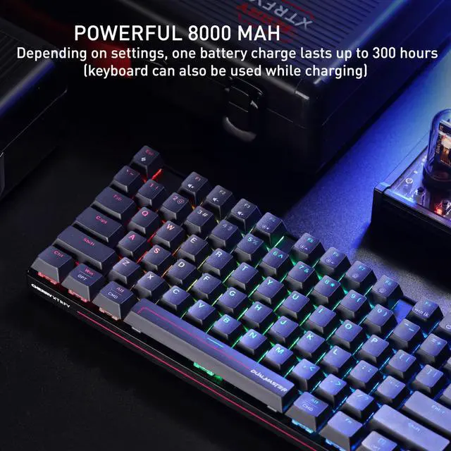 Alt view image 3 of 7 - TKL RGB Magnetic Gaming Keyboard with TMR Technology, Hot Swappable Design, 8000Hz Polling Rate, Wireless & Wired Connectivity, Black