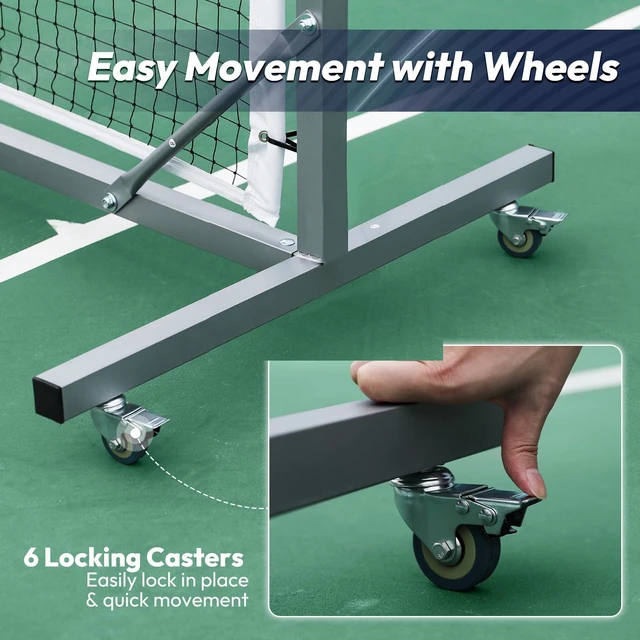 Alt view image 2 of 7 - A11N Sports Pro Pickleball Net with Wheels and Hand Winch, Tournament Regulation Size, Anti-Sag Design, Perfect for Outdoor Court & Indoor Gym Floor