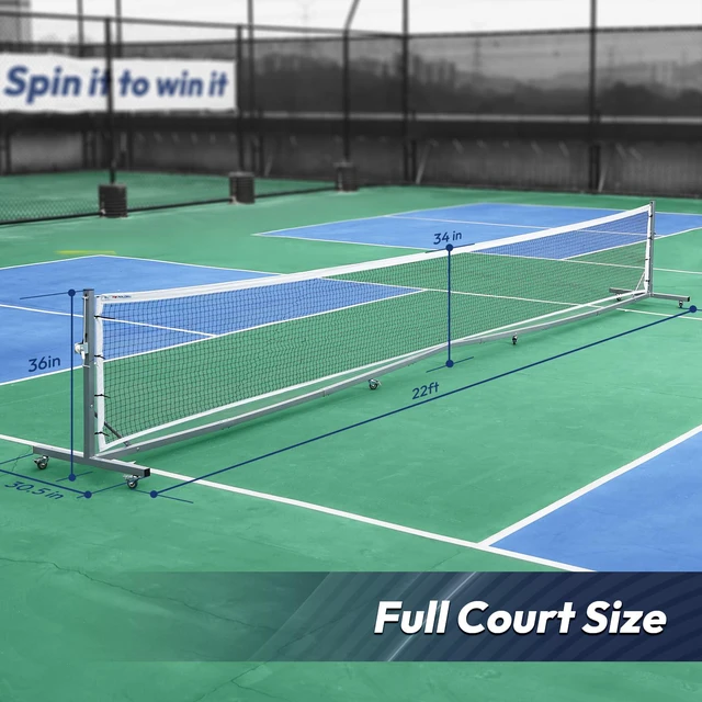 Alt view image 5 of 7 - A11N Sports Pro Pickleball Net with Wheels and Hand Winch, Tournament Regulation Size, Anti-Sag Design, Perfect for Outdoor Court & Indoor Gym Floor