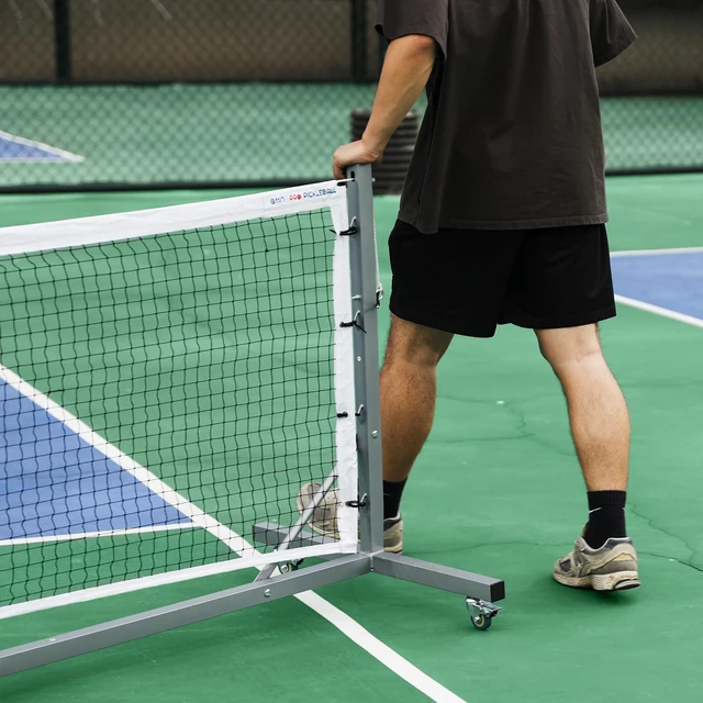 Alt view image 6 of 7 - A11N Sports Pro Pickleball Net with Wheels and Hand Winch, Tournament Regulation Size, Anti-Sag Design, Perfect for Outdoor Court & Indoor Gym Floor