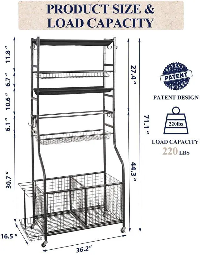 Alt view image 5 of 7 - Mythinglogic Garage Sports Equipment Organizer, Ball Storage Extra Large Capacity Six Tier Sports Organizer for Garage, Basketball Rack with Hooks and Baskets for Football, Soccer Ball, Bat, Toys