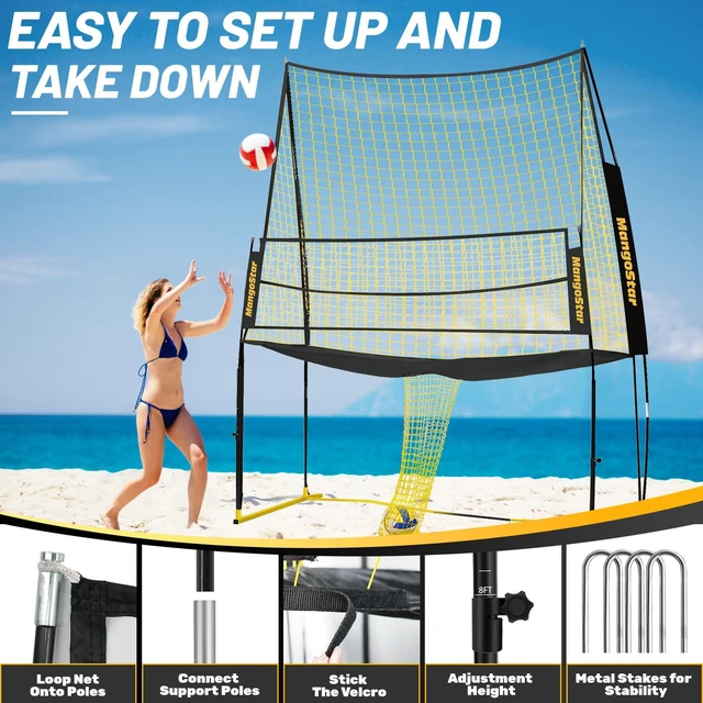 Alt view image 6 of 7 - MangoStar Volleyball Training Equipment, Volleyball Net System with Freely Height-Adjustable for Backyard, Volleyball Practice Net for Serving Setting Spiking, Easy Set Up for Indoor and Outdoor Use