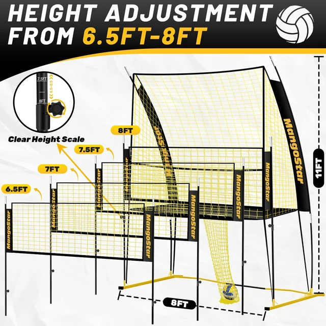 Alt view image 2 of 7 - MangoStar Volleyball Training Equipment, Volleyball Net System with Freely Height-Adjustable for Backyard, Volleyball Practice Net for Serving Setting Spiking, Easy Set Up for Indoor and Outdoor Use