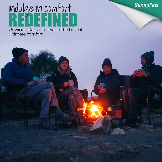 Alt view image 2 of 7 - SUNNYFEEL Heated Camping Directors Chair, Heavy Duty,Oversized Portable Folding Chair with Side Table, Pocket for Beach, Fishing,Trip,Picnic,Lawn,Concert Outdoor Foldable Camp Chairs