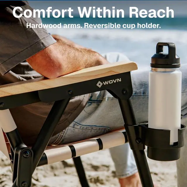 Alt view image 5 of 6 - GoSports Outdoors WOVN Beach Backpack Chair - Premium Folding Camping Chair - 9 Styles Available - Natural
