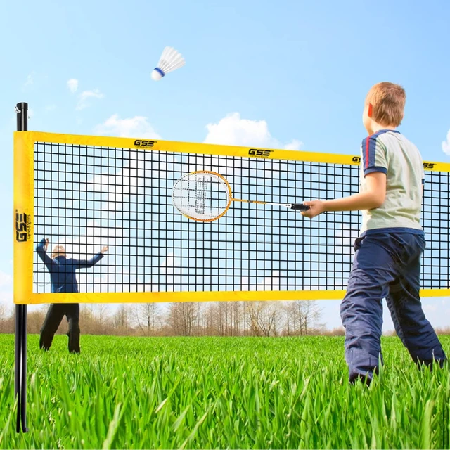 Alt view image 7 of 7 - GSE Games & Sports Expert Outdoor Badminton and Volleyball Combo Set, Professional Net Game Set with 4 Badminton Rackets, 3 Shuttlecocks, Volleyball and Carry Bag for Backyard, Beach, Lawn and Park