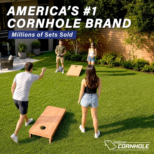 Alt view image 4 of 6 - GoSports Regulation Size Wooden Cornhole Set with Light Brown Finish - Includes Carrying Case