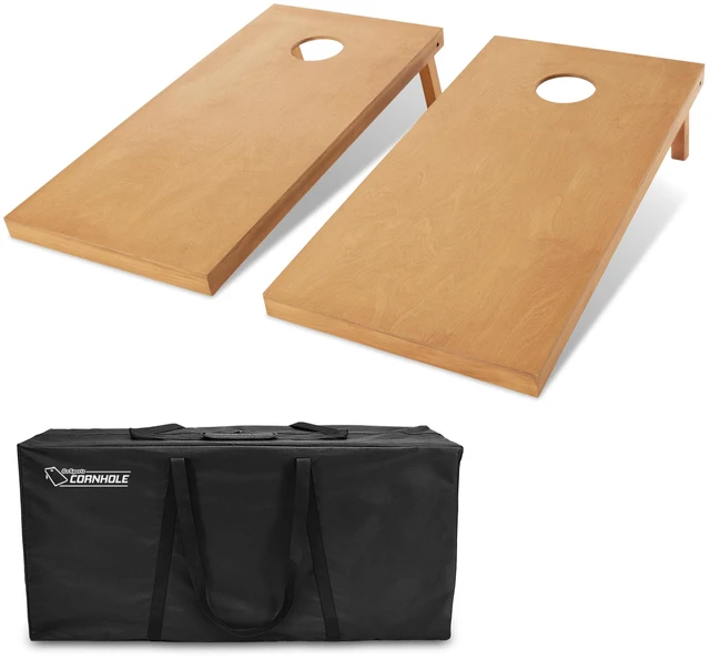 Main image of GoSports Regulation Size Wooden Cornhole Set with Light Brown Finish - Includes Carrying Case