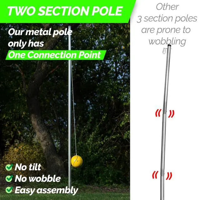 Alt view image 3 of 7 - STERLING Sports Premium Tetherball Set Heavy Duty Tether Ball, Rope and Pole Set, 10-1/2' Tall for Outdoor Backyard