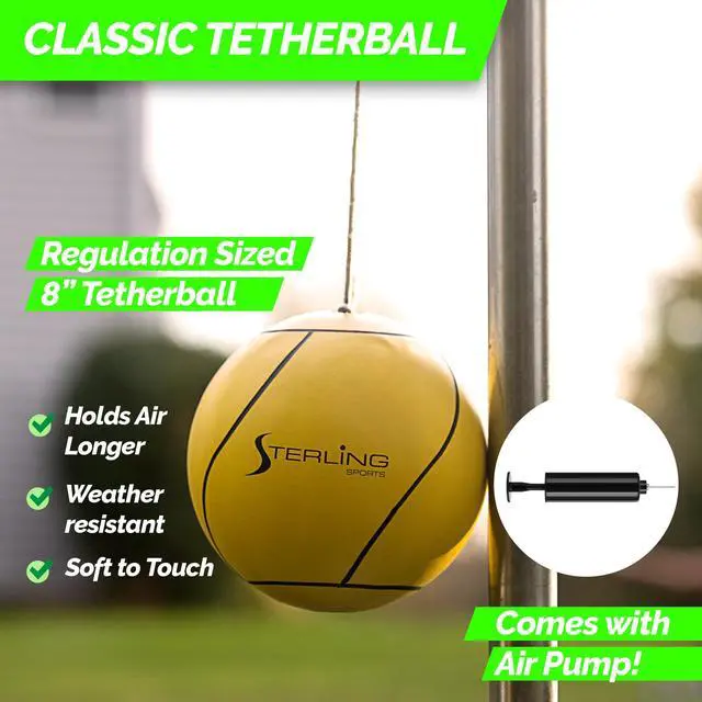 Alt view image 6 of 7 - STERLING Sports Premium Tetherball Set Heavy Duty Tether Ball, Rope and Pole Set, 10-1/2' Tall for Outdoor Backyard