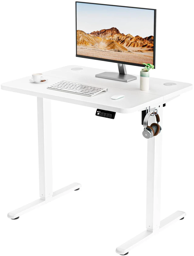 Main image of Small Standing Desk, 32"x24" Height Adjustable Sit-Stand Home Office, White | Electric Adjustable Standing Desk, Sit to Stand Computer Office Desk with Splice Board, Memory Preset, Lifts 28.7''-46.5"