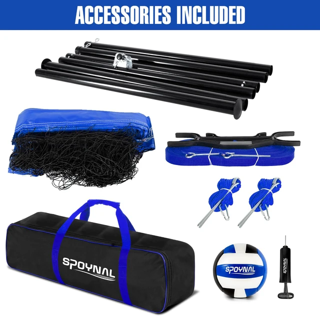 Alt view image 6 of 7 - Outdoor Portable Volleyball Net Set with Adjustable Height Steel Poles, Volleyball, Anti-sag Winch System, Pump, Boundary Line, and Carry Bag for Backyard, Beach, Lawn