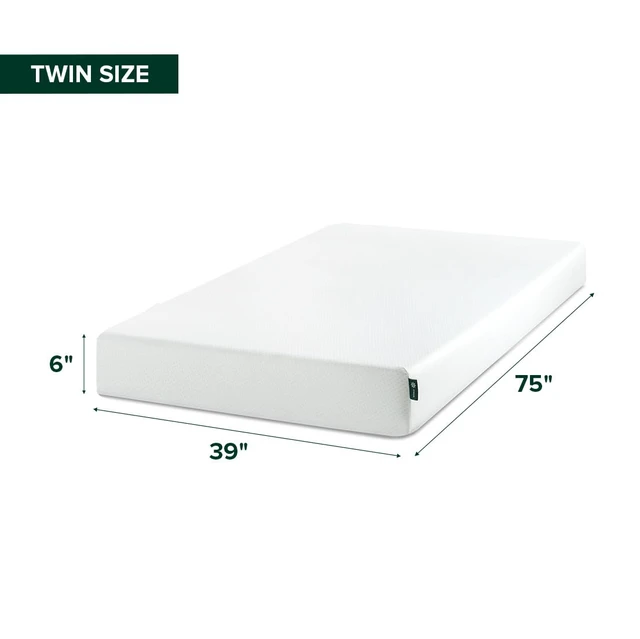 Alt view image 7 of 7 - 6 Inch Twin Green Tea Memory Foam Mattress, Medium Firm Feel | Pressure-Relieving Comfort & Full-Body Support, Naturally Fresh, CertiPUR-US & OEKO-TEX Certified Safe Materials