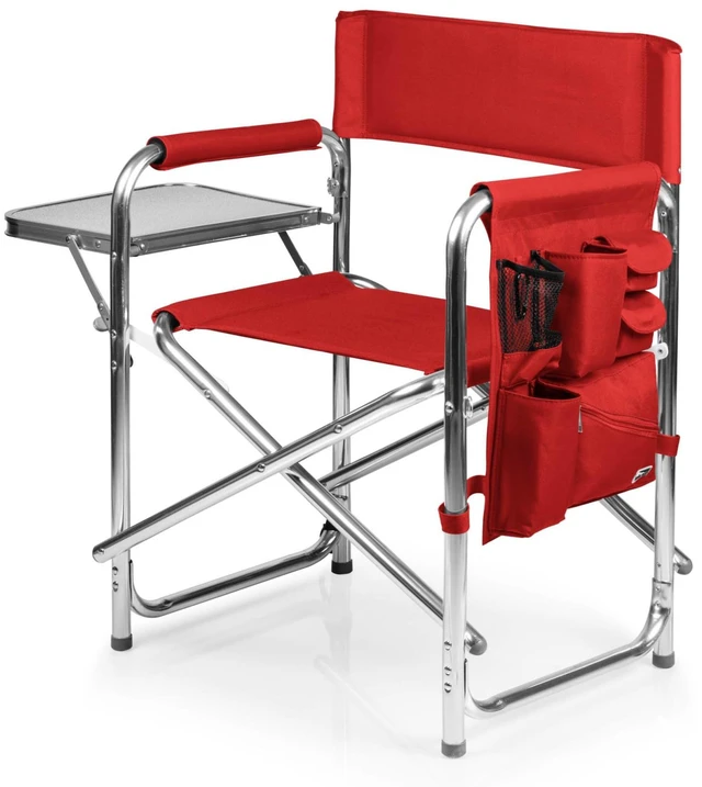 Main image of PICNIC TIME Sports Chair with Side Table and Armrest Caddy, Lightweight Aluminum Folding Outdoor Camping Chair for Adults, Portable Director Style Lawn Seating with Pockets & Carry Strap, (Red)