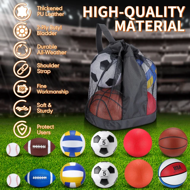 Alt view image 3 of 6 - 12 Pcs Assorted Sport Ball Set for Youth Adult Official Size Basketball Football Volleyball Soccer Baseball Playground Ball with Bag and Pump Gifts(Classic,Adult Youth)