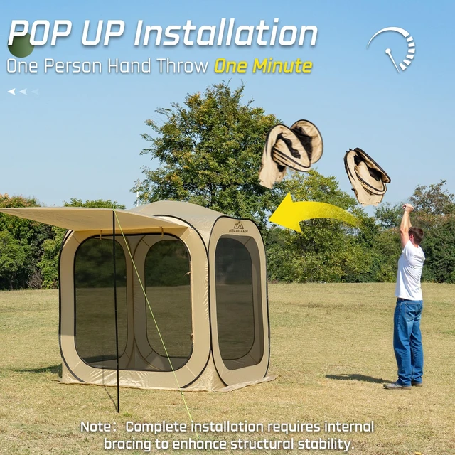 Alt view image 2 of 7 - 6x6 FT Pop Up Screen House Tent - Instant Screened Gazebo Canopy with Mosquito Net, Portable Backyard Tent for 4-6 People, Easy Setup Patio Shelter for Camping, BBQ, Sports & Outdoor