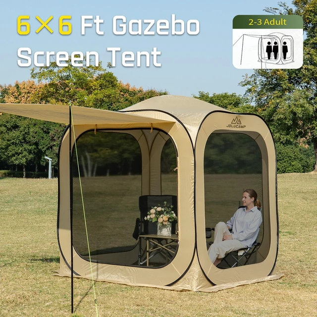 Alt view image 6 of 7 - 6x6 FT Pop Up Screen House Tent - Instant Screened Gazebo Canopy with Mosquito Net, Portable Backyard Tent for 4-6 People, Easy Setup Patio Shelter for Camping, BBQ, Sports & Outdoor