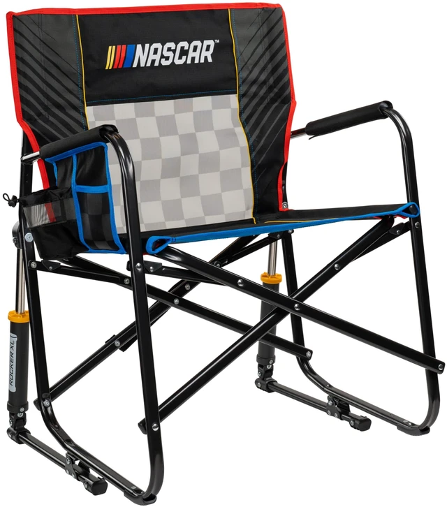 Main image of NASCAR Freestyle XL Rocker Camping & Sideline Sports Chair | Portable Folding Rocking Chair with Durable Armrests & Drink Holder | Great for Big and Tall, Black