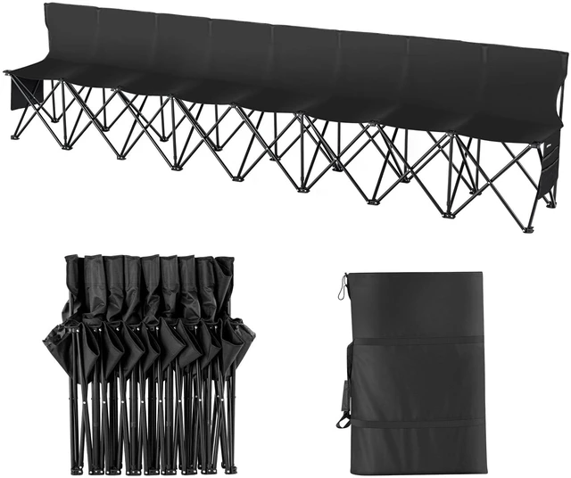 Main image of Portable Folding Bench, 8 Seats Foldable Sideline Bench, Outdoor Camping Chair with Carry Bag & Backrest, Team Sport Sideline Bench for Football Fishing, No Assembly Instant Seating, Black