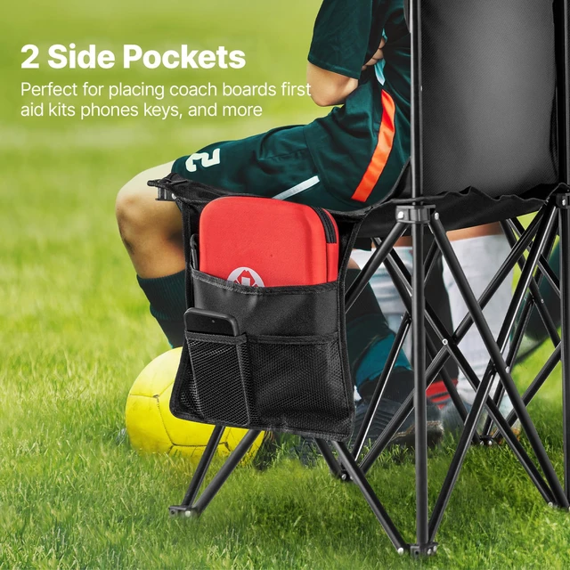 Alt view image 3 of 7 - Portable Folding Bench, 8 Seats Foldable Sideline Bench, Outdoor Camping Chair with Carry Bag & Backrest, Team Sport Sideline Bench for Football Fishing, No Assembly Instant Seating, Black